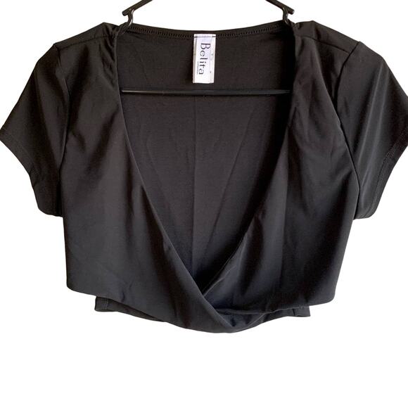 Belita Collection Black Crop Cross Top Size Large - Picture 1 of 5